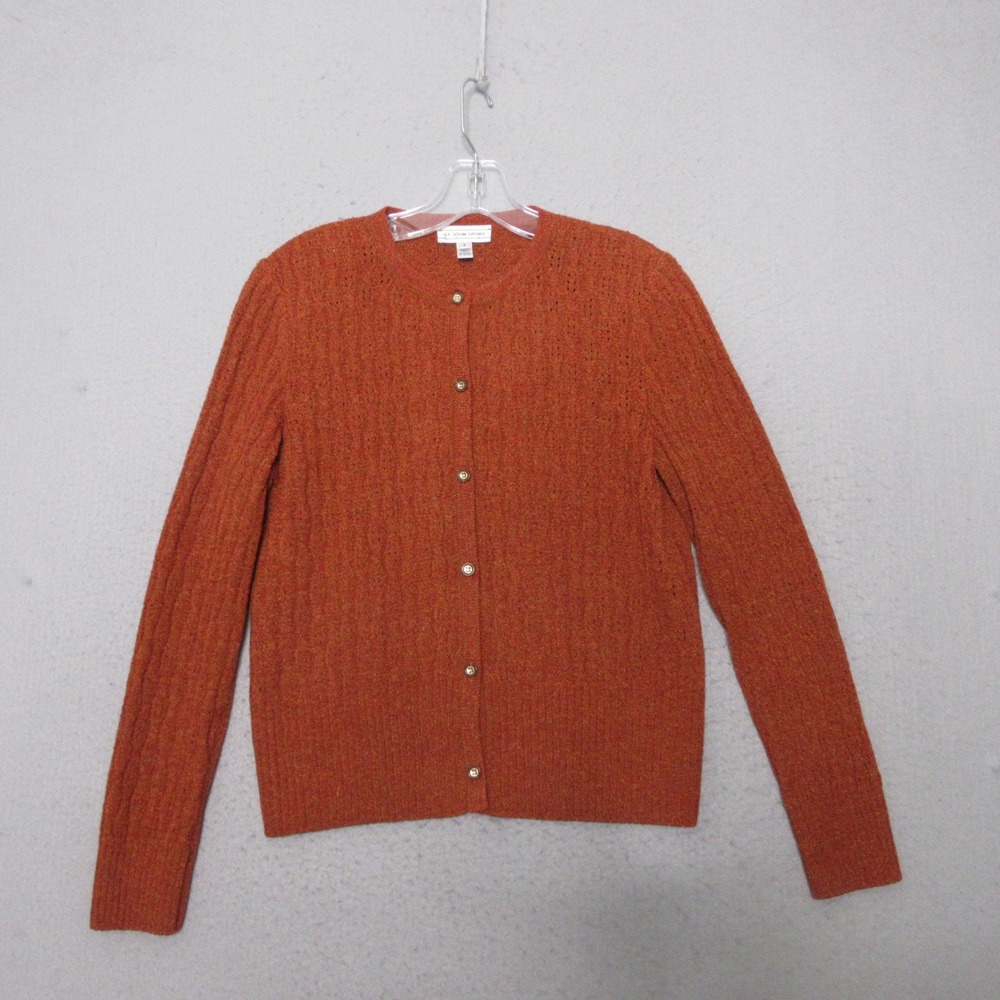 St John‎ Sport Cardigan Pointelle Wool Blend Sweater Quiet Luxury FA2 06 GRP 2